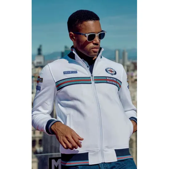 Мъжки суичър с цип Martini Racing - Бял