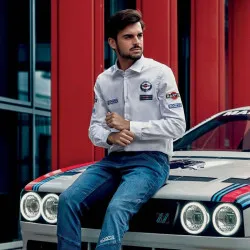 Мъжка риза с дълъг ръкав Sparco Martini Racing - Бяла