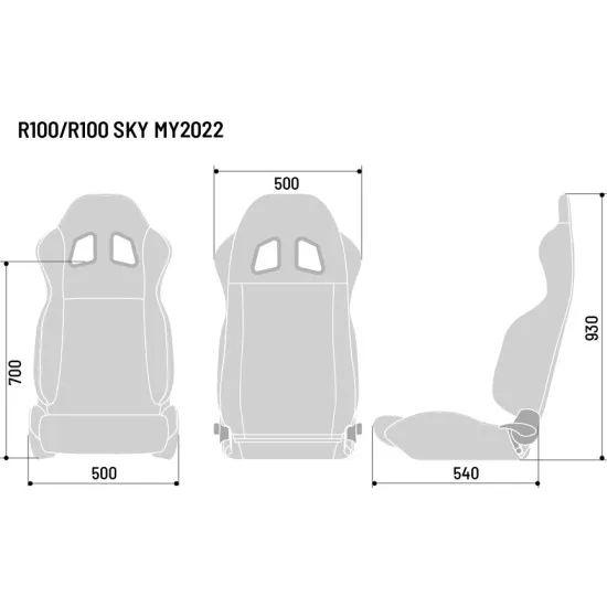Sparco R100 Sky - Сгъваема седалка - Черна кожа